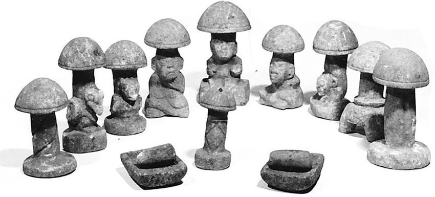 9 deidades de setas de piedra