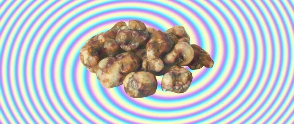 magic truffles on spiral background